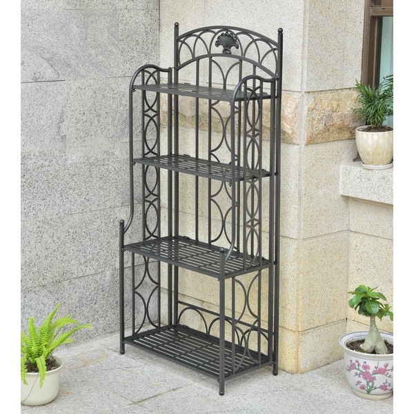 International Caravan Segovia 4-Tier Iron Folding Bakers Rack