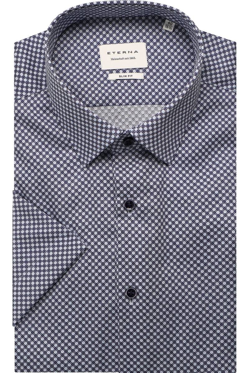 ETERNA Slim Fit Hemd blau, Bedruckt