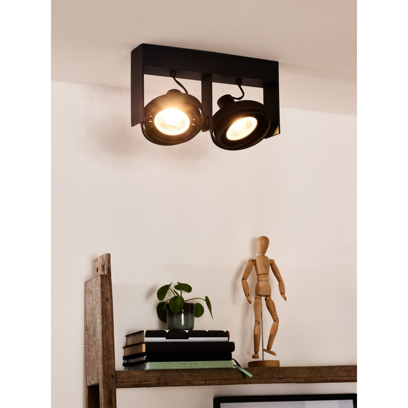 Spot LED Griffon noir dimmable GU10 2 x 12 W LUCIDE