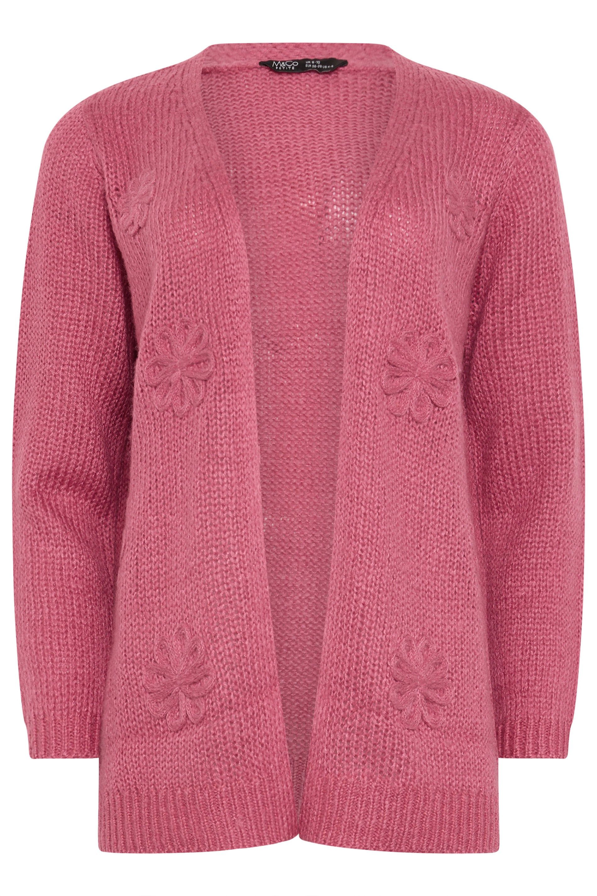 M&Co Petite Flower Embroidered Knitted Cardigan