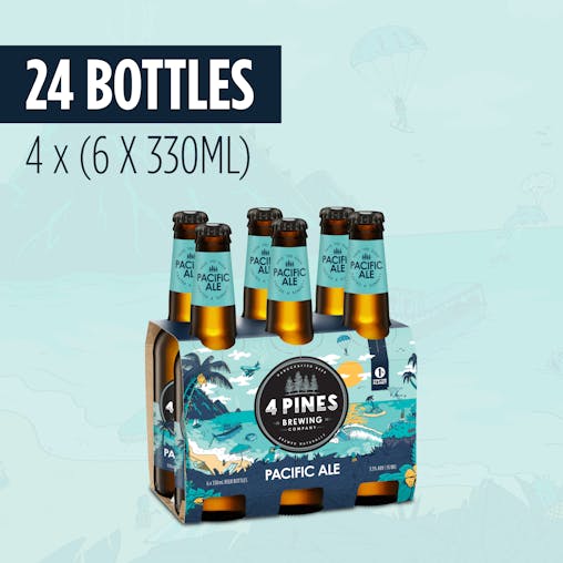 4 Pines Pacific Ale, Summer Ale, Fresh & Fruity, 3.5% ABV, 330mL (Case of 24 Beer Bottles)