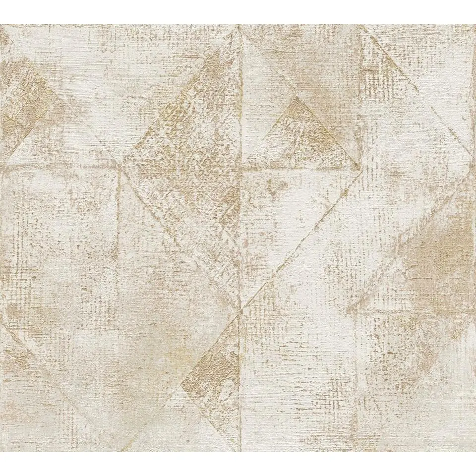 Livingwalls behang grafisch motief goud en grijs - 53 cm x 10.05 m