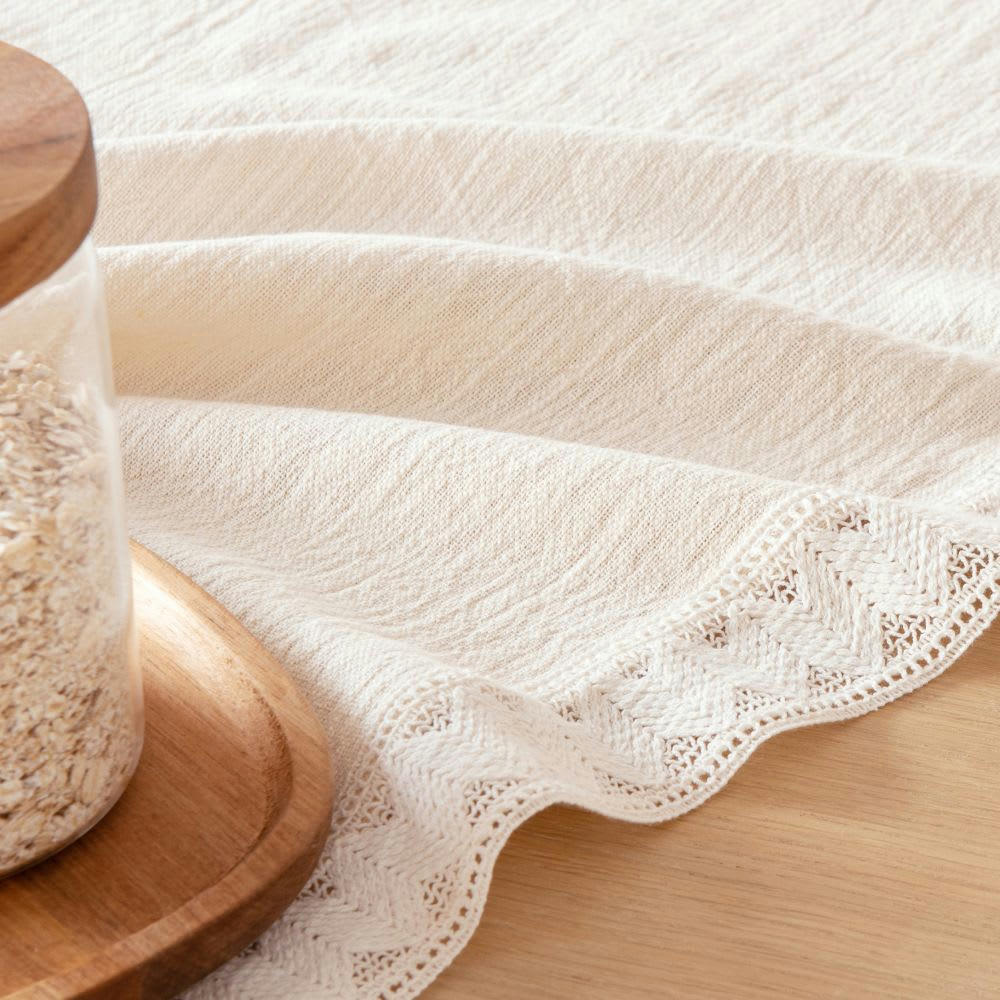 MAGDI - Chemin de table en coton écru 50x60