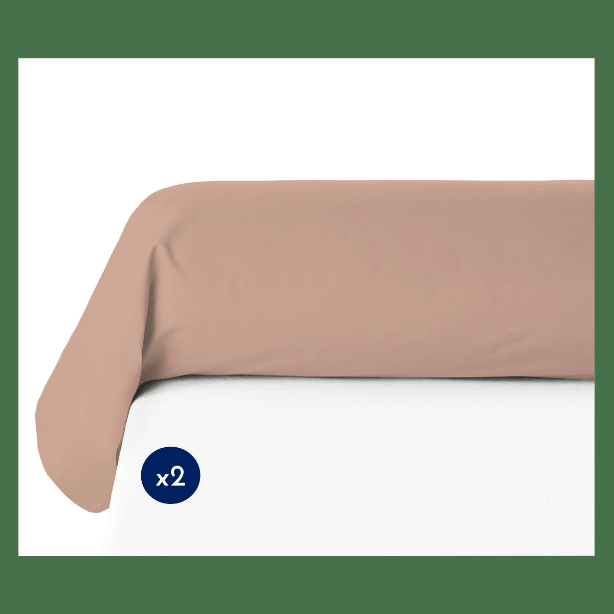 - Lot de 2 taies de traversin 100% coton - Rose - 85x185 cm