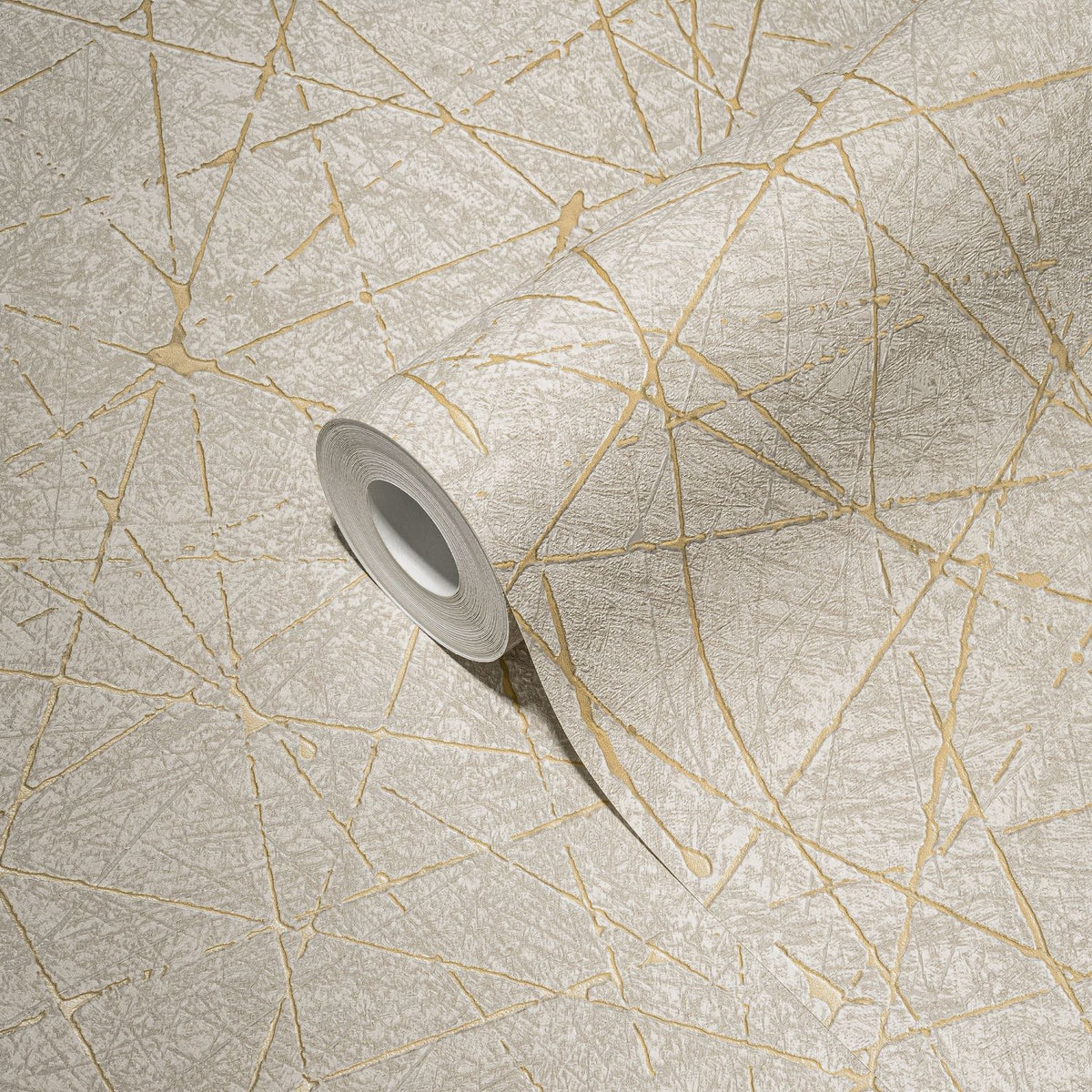 Livingwalls behang betonlook crème, grijs en goud - 53 cm x 10.05 m - AS-391773
