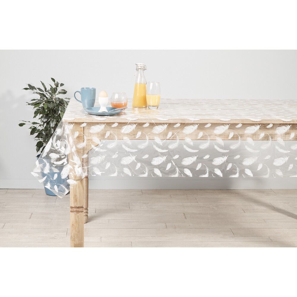 Toile cirée au mètre motif plumes