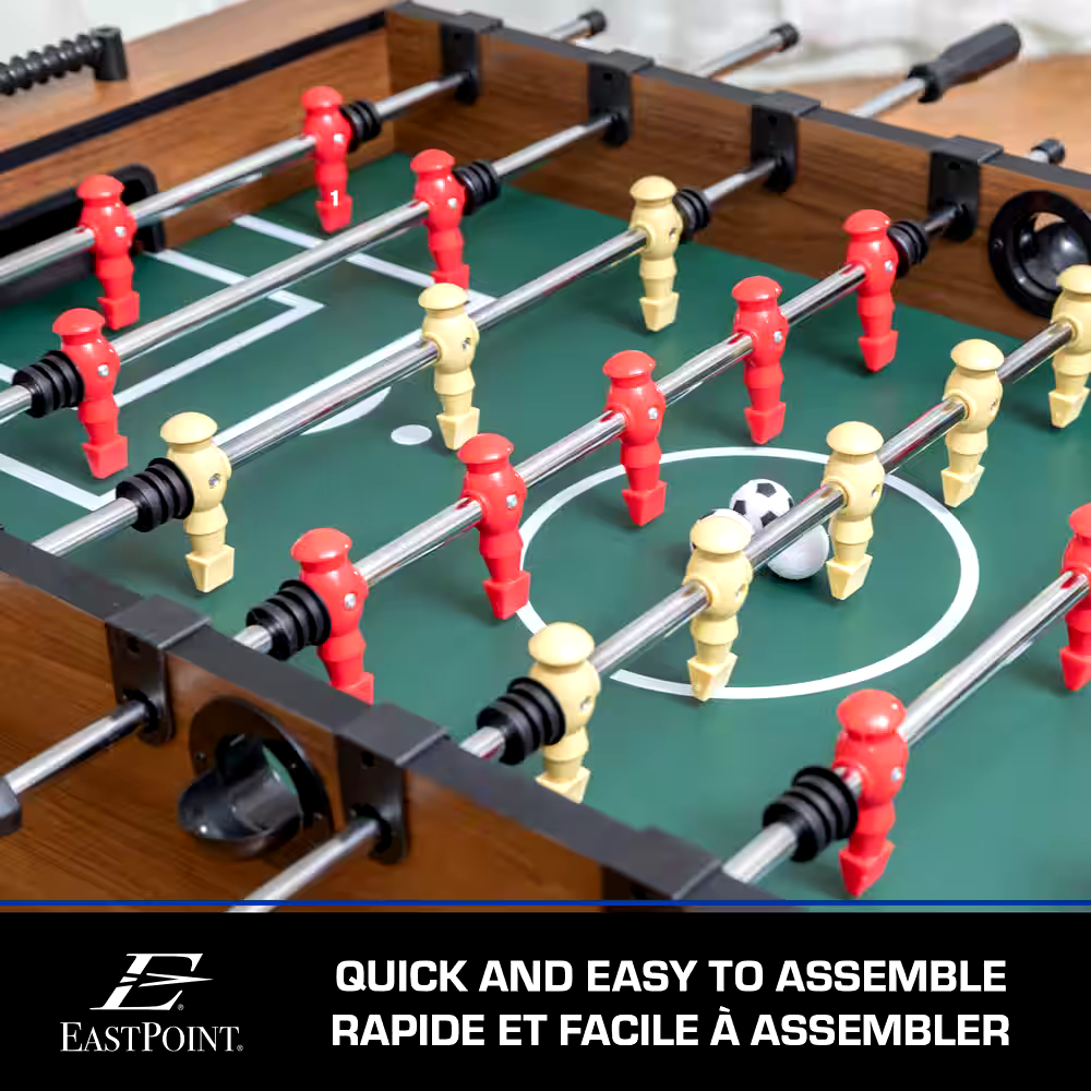 EastPoint Newcastle Foosball Soccer Game Table w/ 2 Balls, Wood Finish, 54-in
