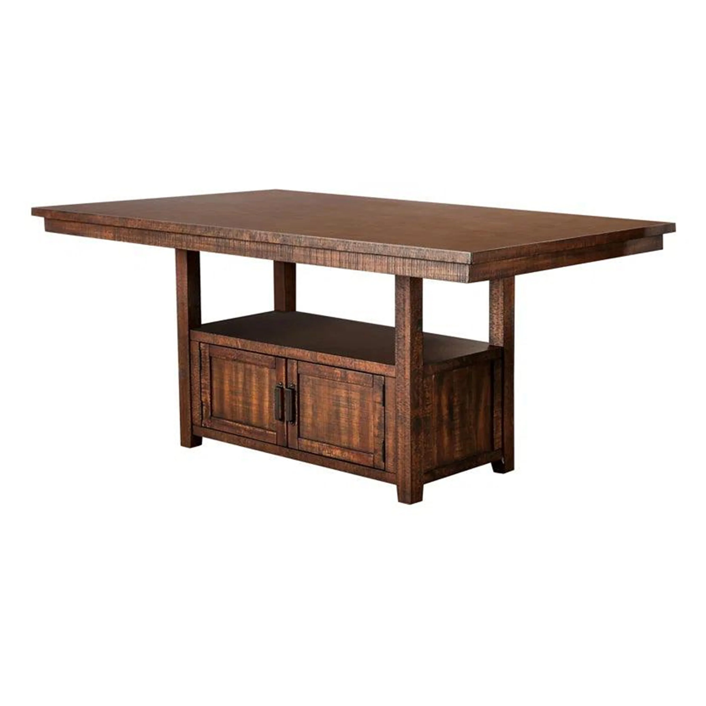 Chiki 7pc Dining Table with 6 Faux Leather Chair, Distressed Dark Oak