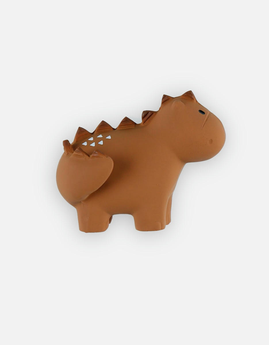 - Jouet de bain dinosaure avec hochet en caoutchouc naturel, ocre