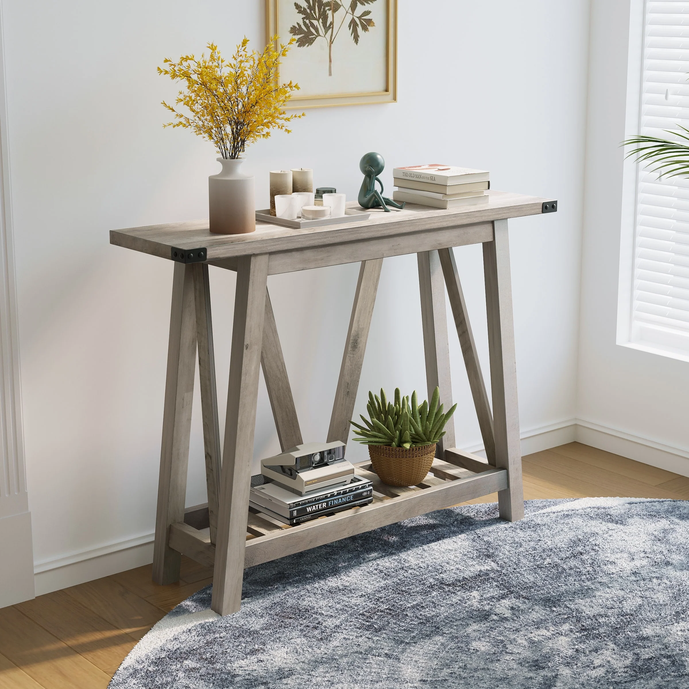 VredHom Console Table Sofa Table Entryway Table with Storage Shelf