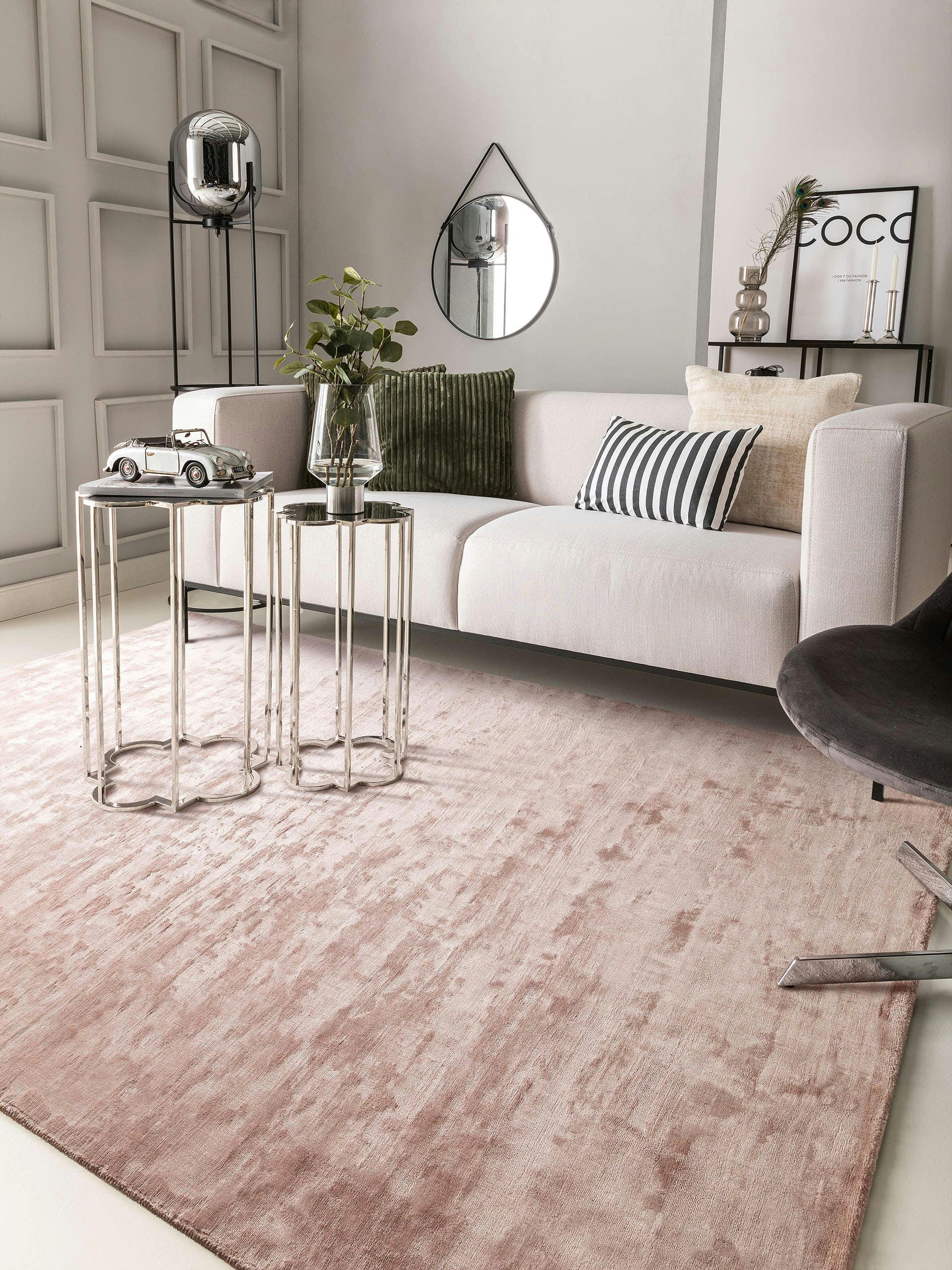 NELA - Tapis en viscose rose 200x300