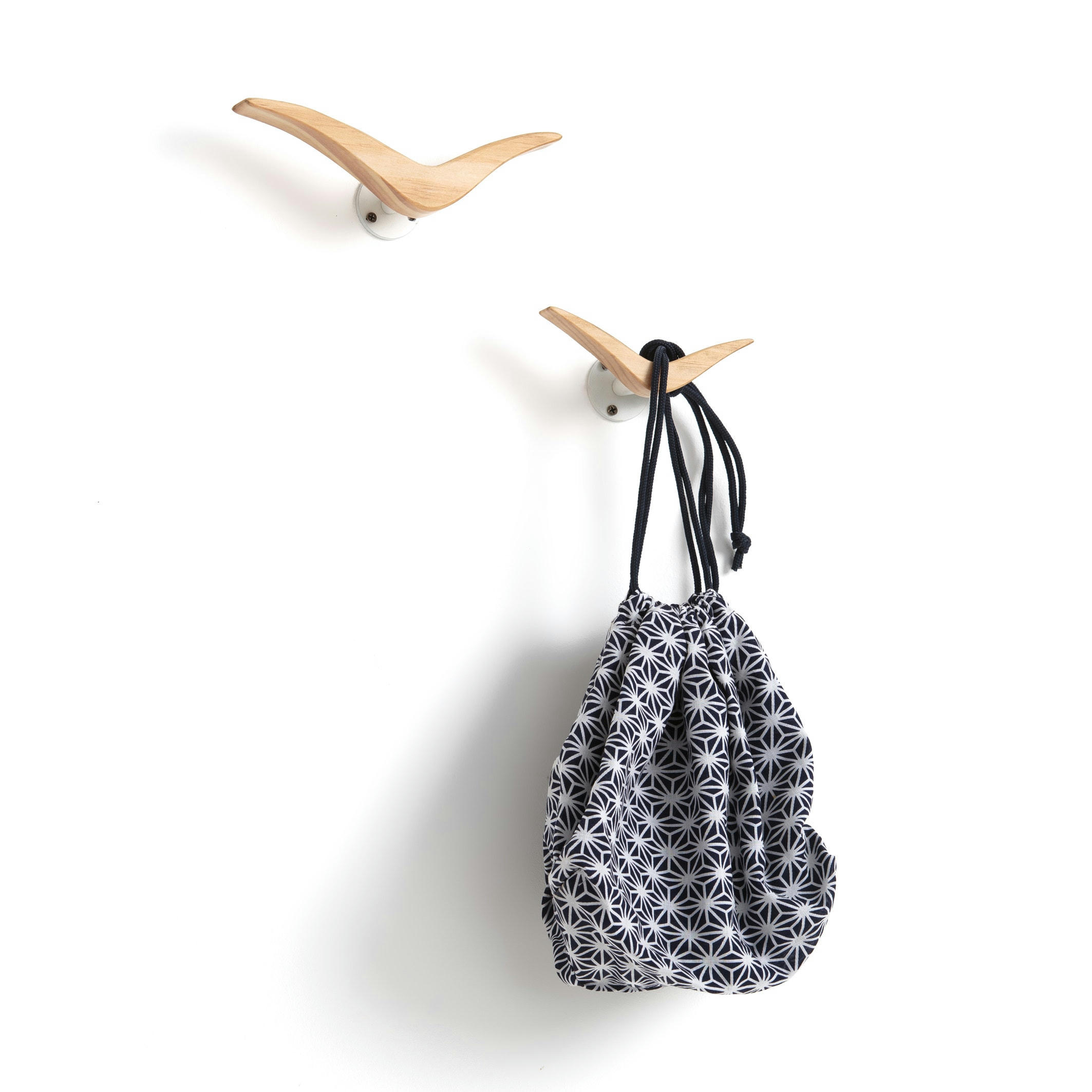 Lot de 2 patères, forme oiseaux