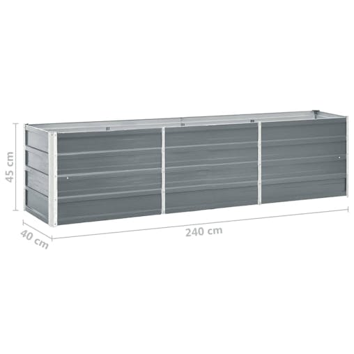 NNEVL Garden Raised Bed Galvanised Steel 240x40x45 cm Grey