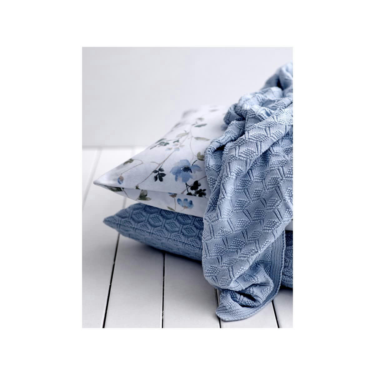 DECO KNIT - Coussin uni en Coton Bleu ciel