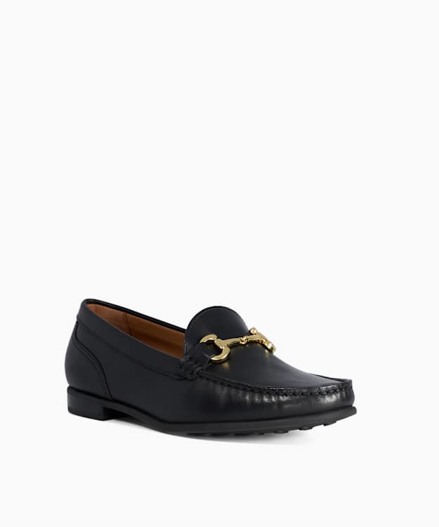 Glena Black - Leather Hardware-Detail Loafers