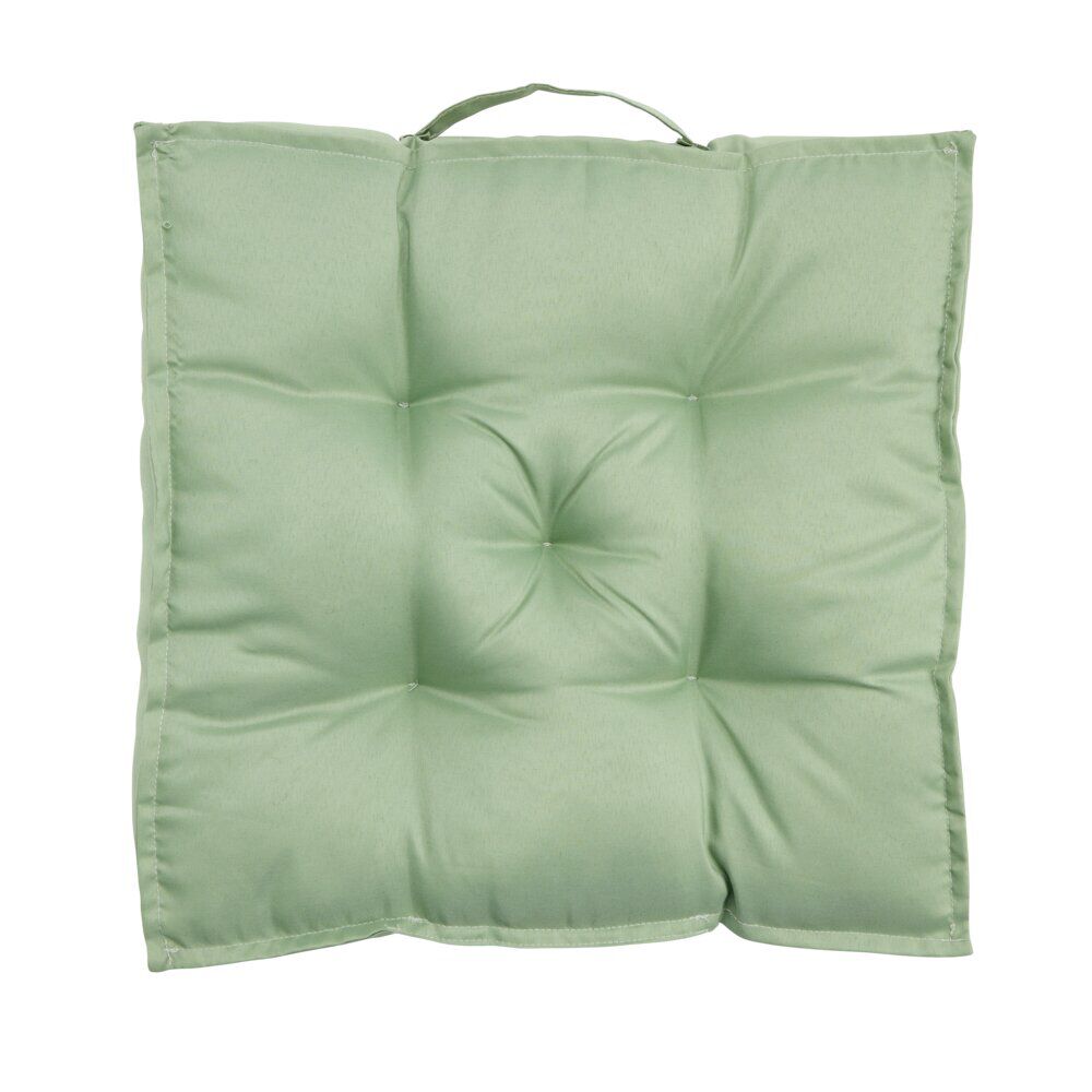 Coussin de sol assise carrée matelassée vert 45x45cm