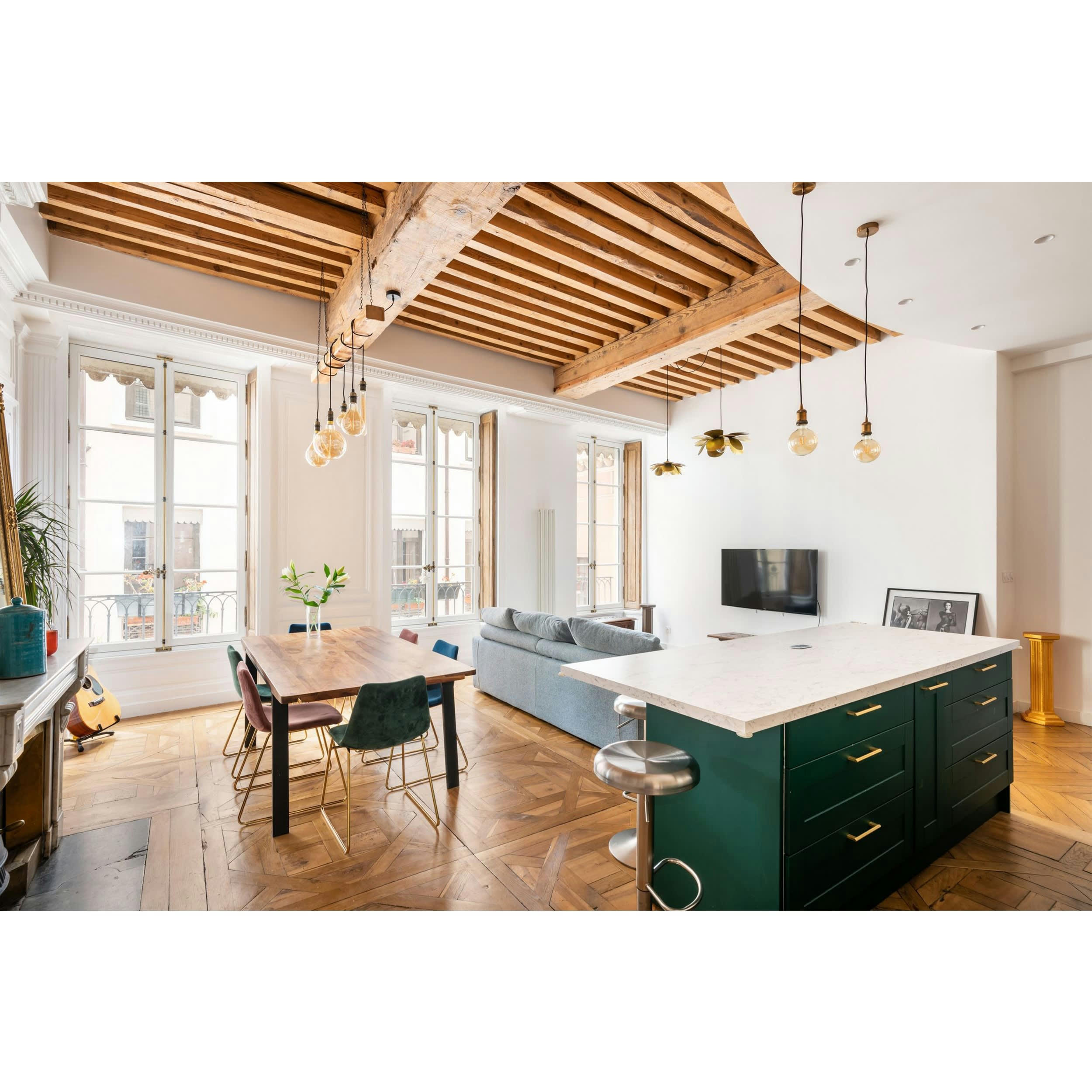 GASPARD - Chaise en velours vert foncé (lot de 2)