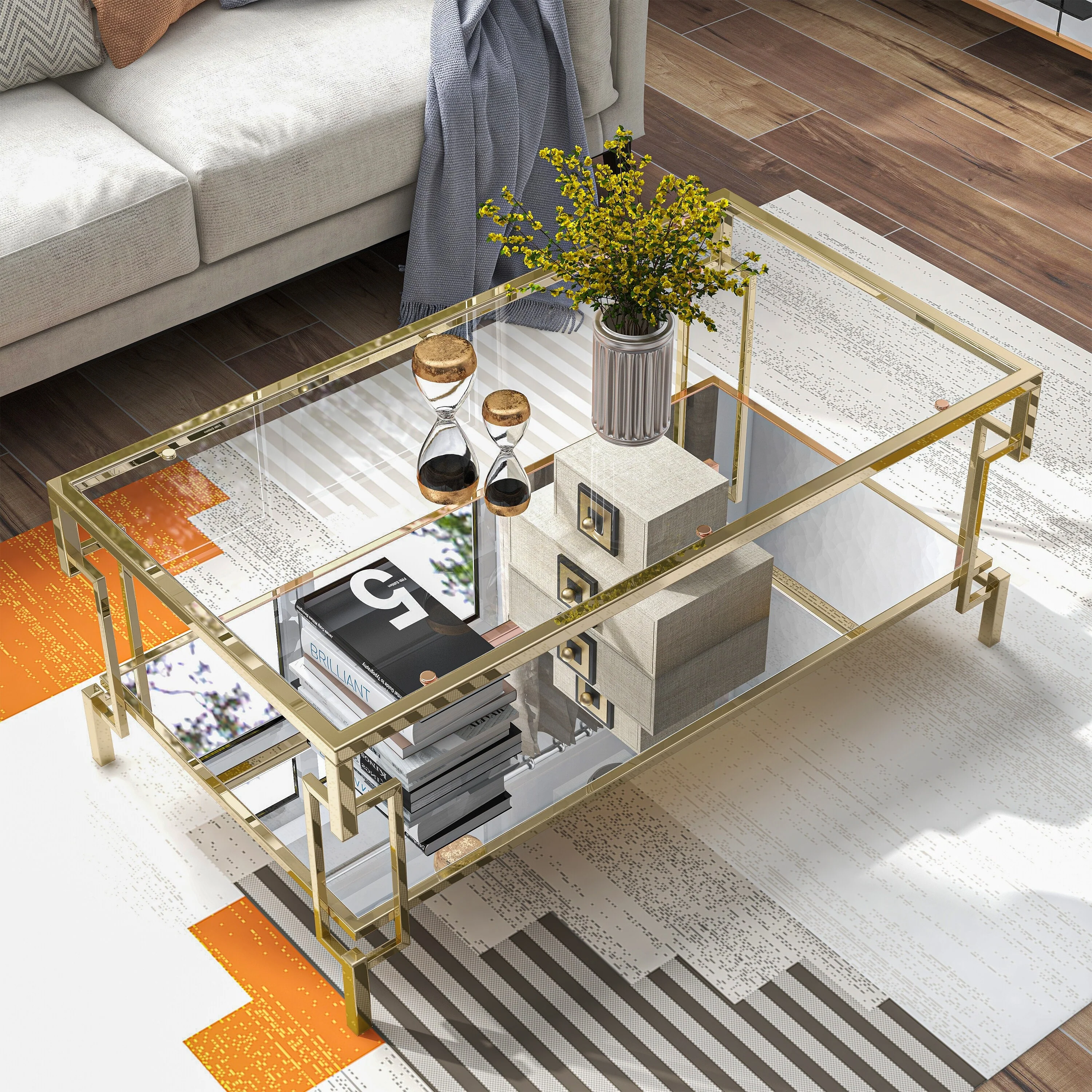 Yout Glam 43-inch Glass Top 1-Shelf Coffee Table by Furniture of America