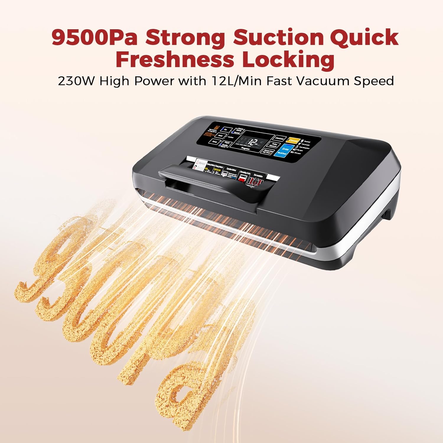Commercial 95kPa Food Vacuum Sealer Machine | Automatic 10-in-1 Food Sealer for Sous Vide, Meal Prep & Storage | Powerful 230W Motor, Double Heat Seal, Built-in Cutter & Starter Kit