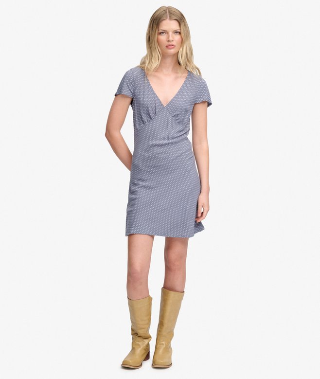 Printed Sweetheart Short Sleeve Mini Dress