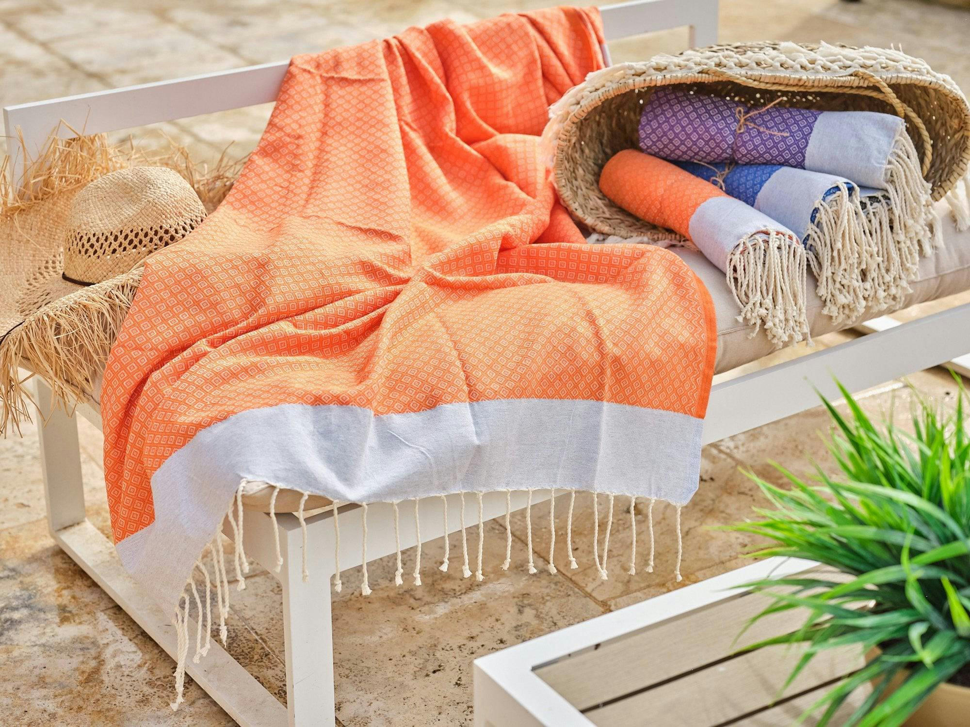 - Fouta en coton 100x200cm orange