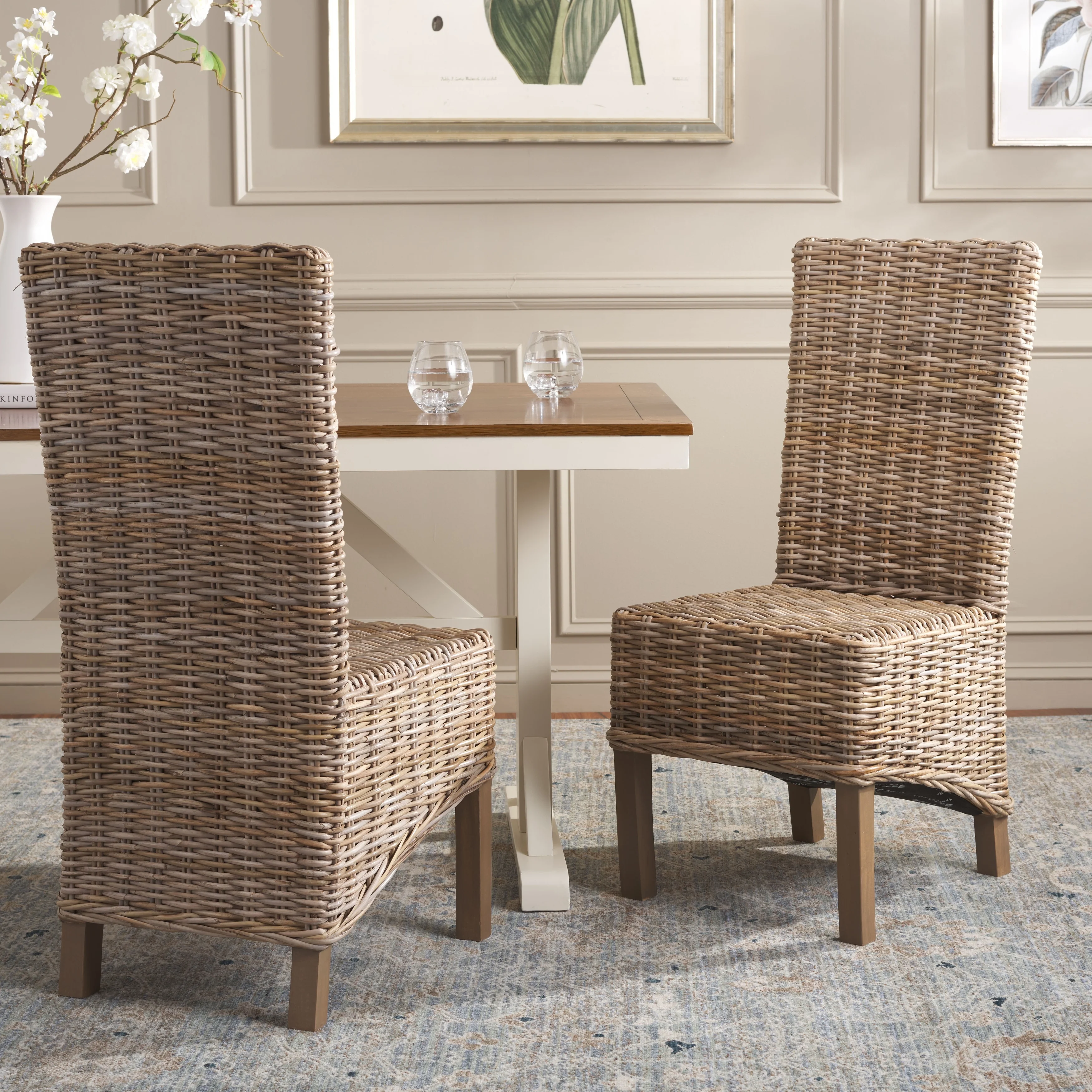 SAFAVIEH Candy Natural Wicker Dining Chair (Set of 2) - 19 W x 22 D x 41 H - 19Wx22Dx41H