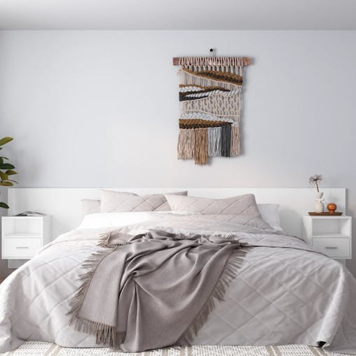 NNEVL Bed Headboard with Cabinets White Engineered Wood