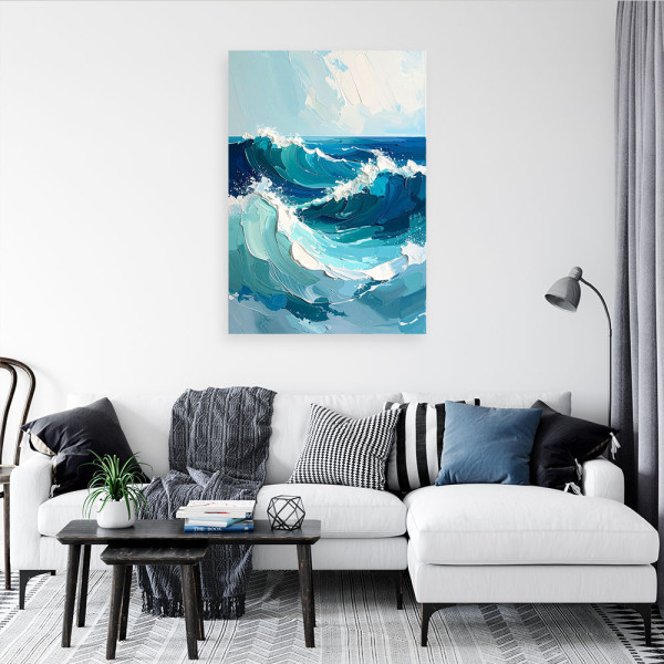 Obraz do salonu sypialni biura, Morze Fale Pastelowy Krajobraz 20x30