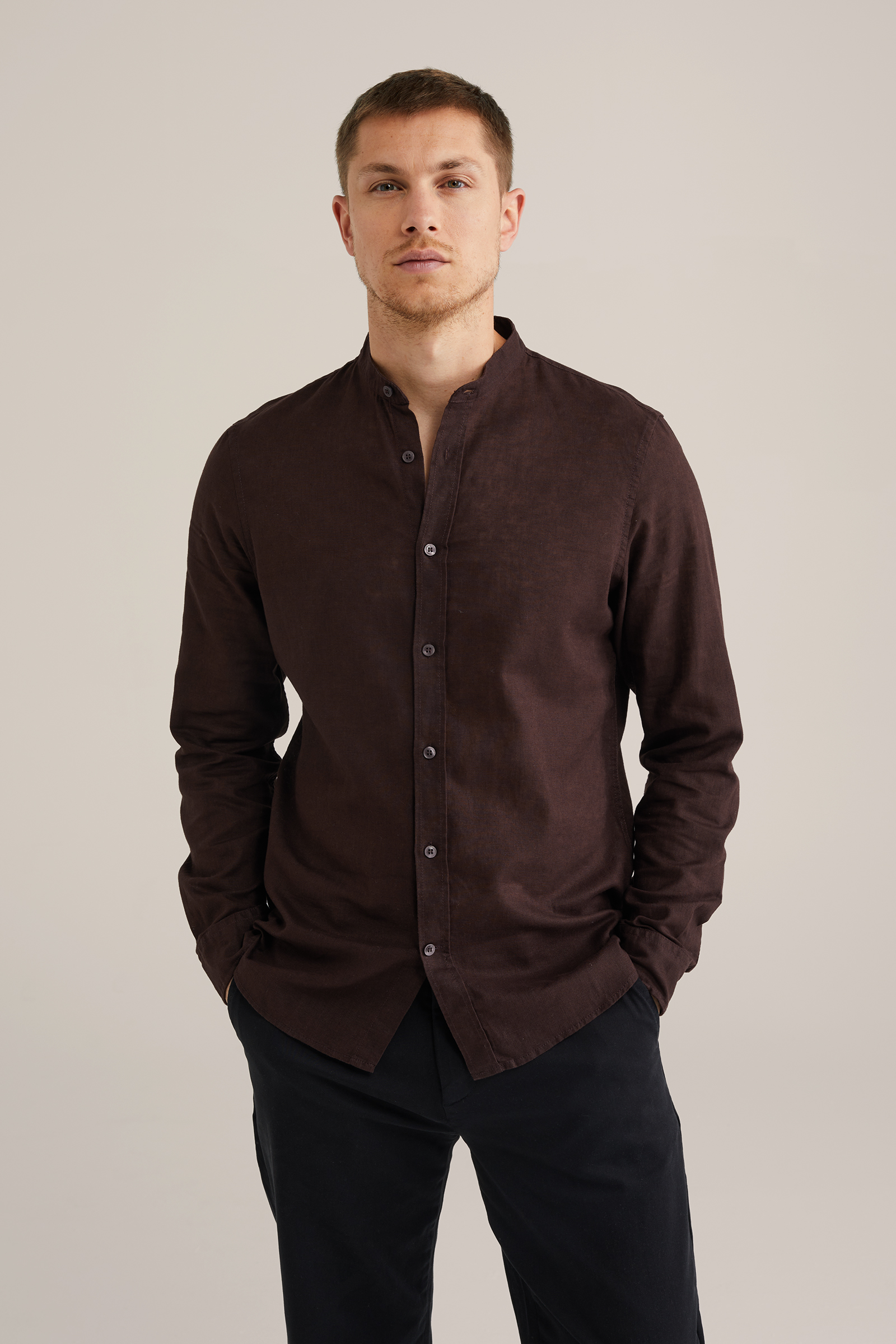 Heren Easy care regular fit overhemd van linnenmix