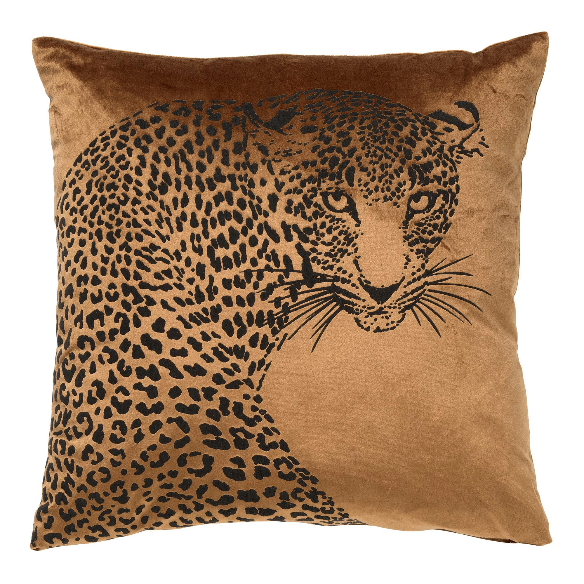 - Housse de coussin marron en velours-45x45 cm avec imprimé animalier