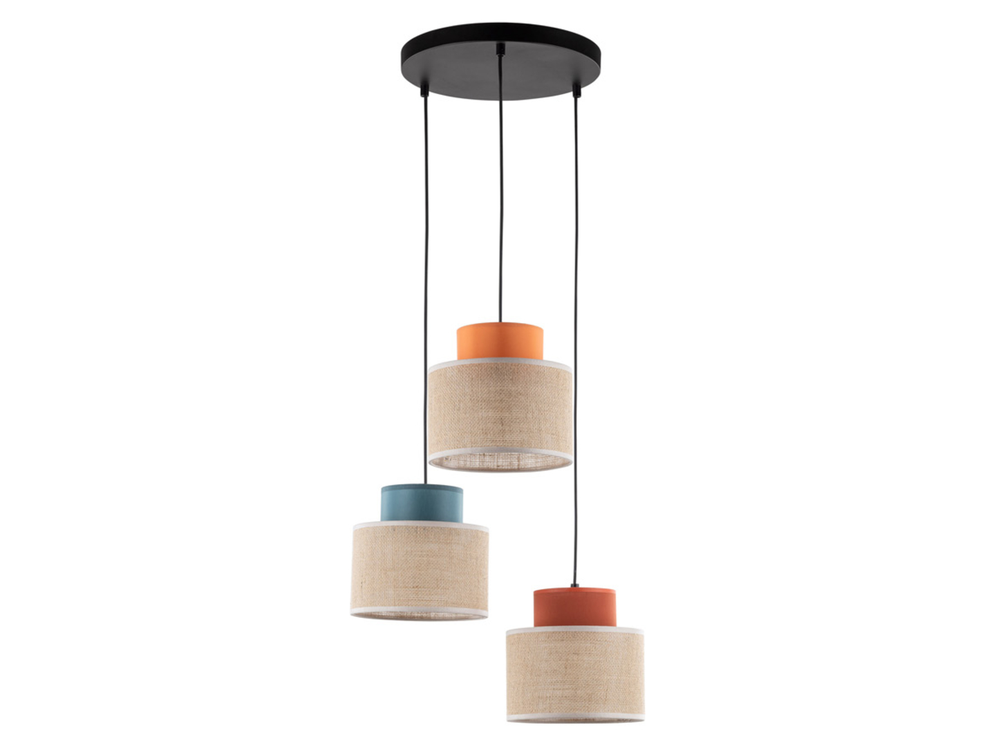 Lampa wisząca Duo Juta 3-punktowa 110 cm tkaninowa mix kolorów