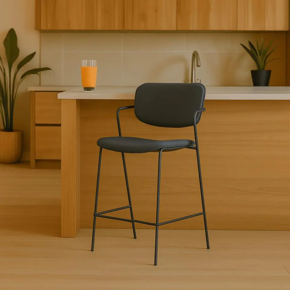 CALICOSY - Set van 2 krukken met zwarte MAIKA - 51x44x66 cm