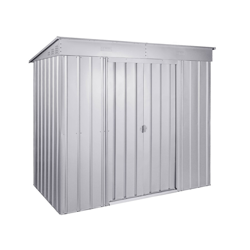 Abri de jardin en métal Skillion double porte argenté 2,42 x 1,24 x 1,99 m GLOBEL