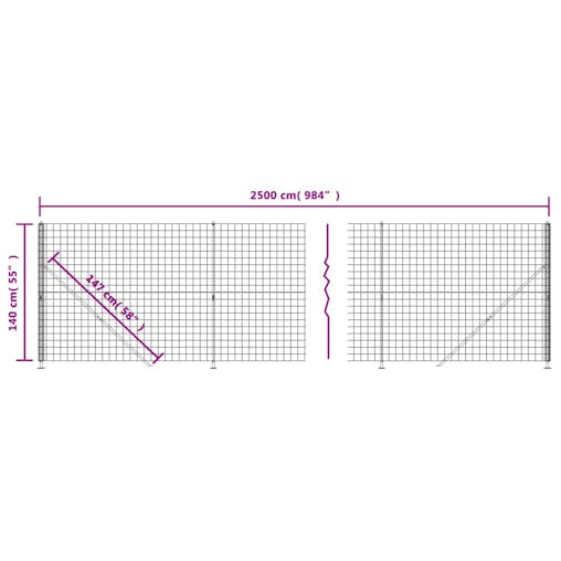 NNEVL Wire Mesh Fence with Flange Anthracite 1.4x25 m