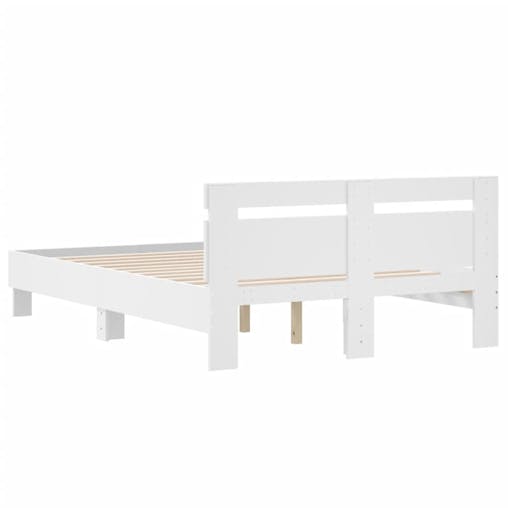 NNEVL Bed Frame with Headboard White 135x190 cm Engineered Wood