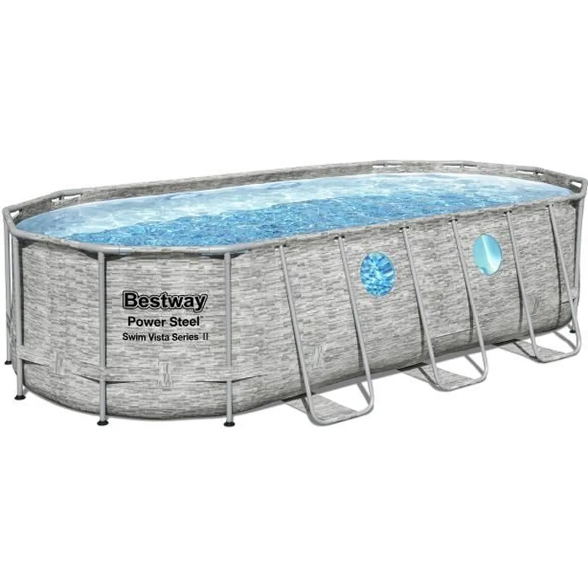 Kit Piscine hors sol - BESTWAY - Power Steel - 549 x 274 x 122 cm - Ovale (Avec pompe de filtration. échelle. bâche)