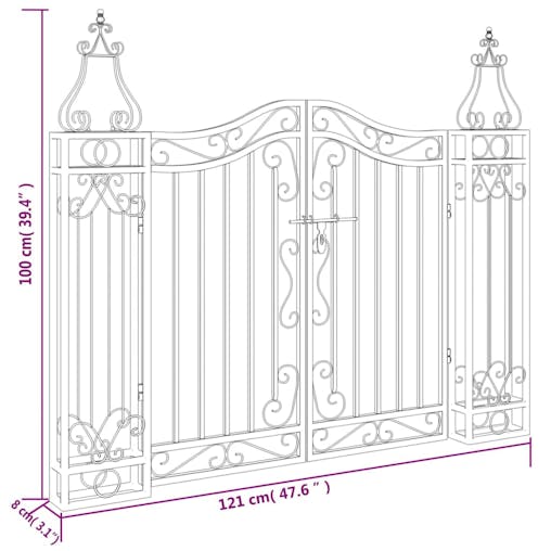 NNEVL Garden Gate Black 121x8x100 cm Wrought Iron