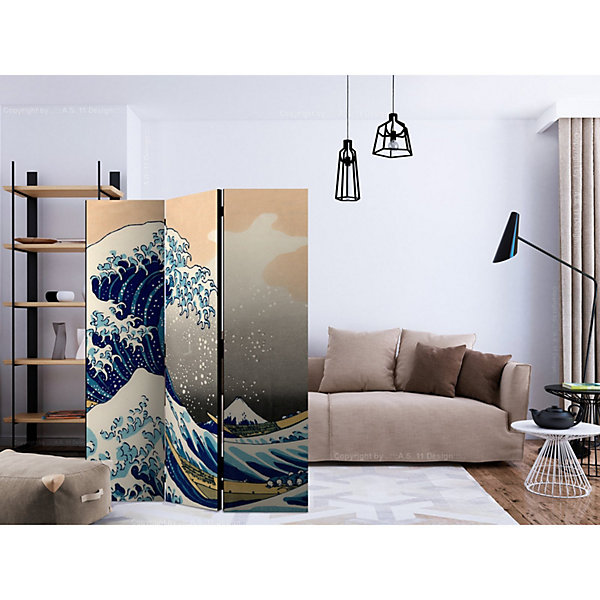 Paravent La Grande Vague de Kanagawa - Déco Zen et Art 135 x 172 cm Multicolore