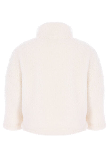 Younger Girls Cream Star Half Zip Borg Jacket