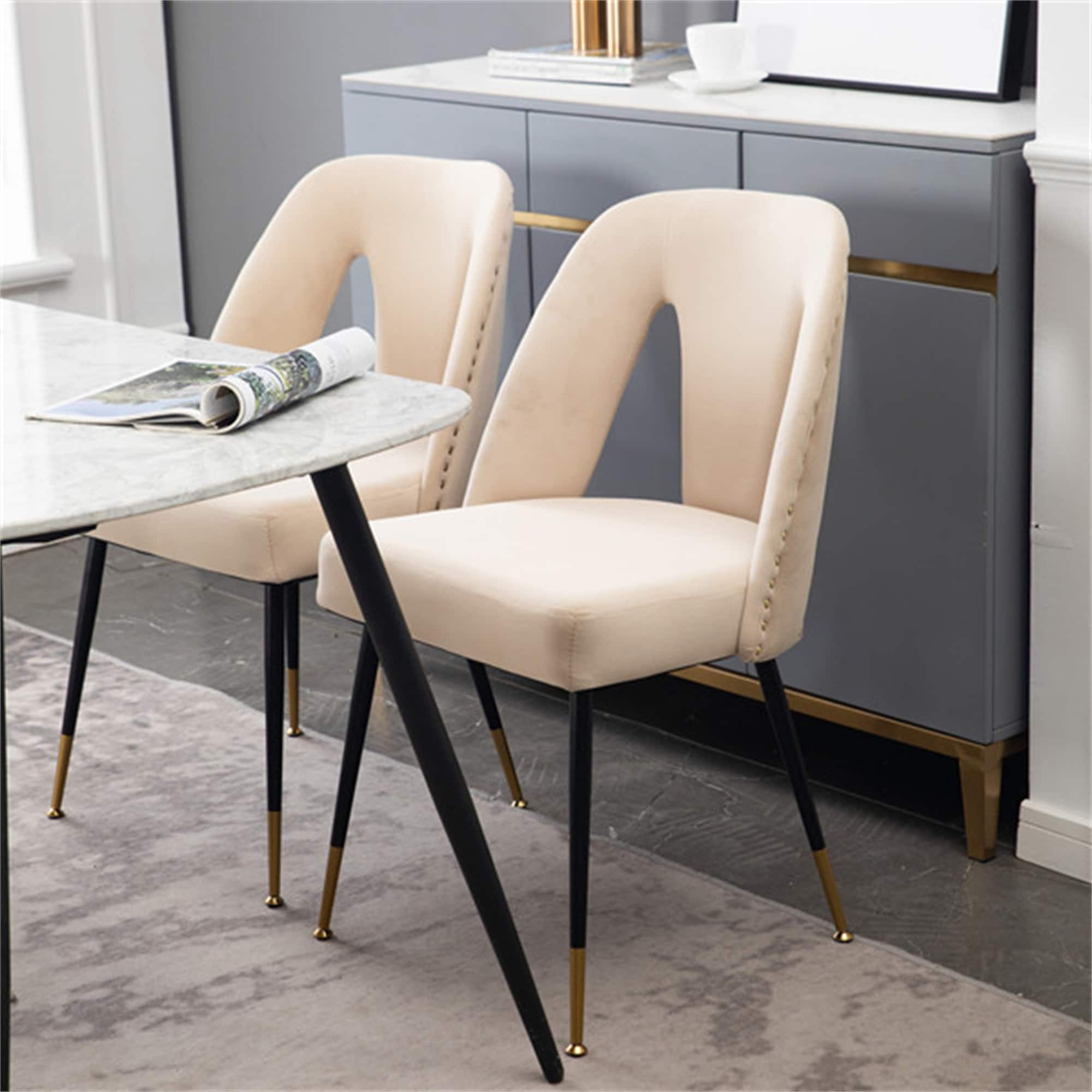 Clihome Set of 2 Contemporary Velvet Upholstered Dining Chair
