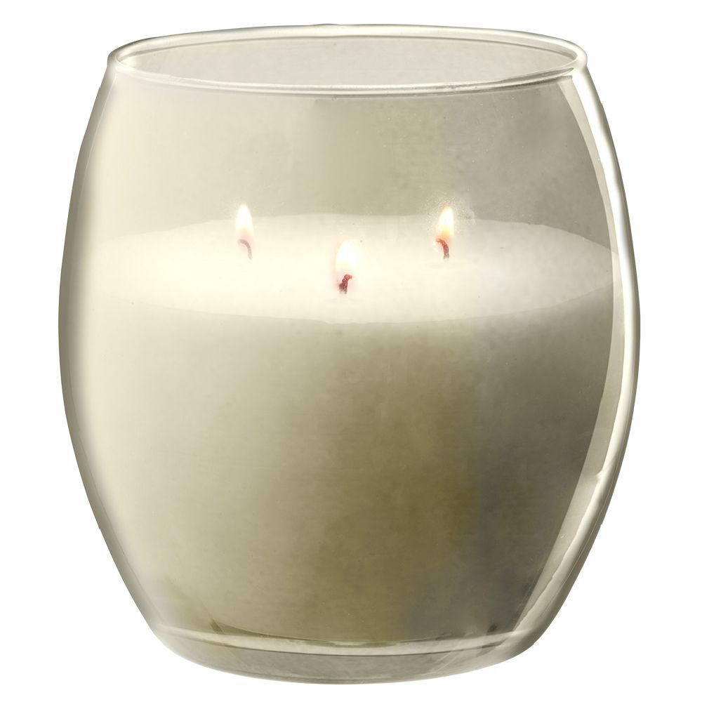 Bougie XL dans verre coloré blanc senteur vanille 36H
