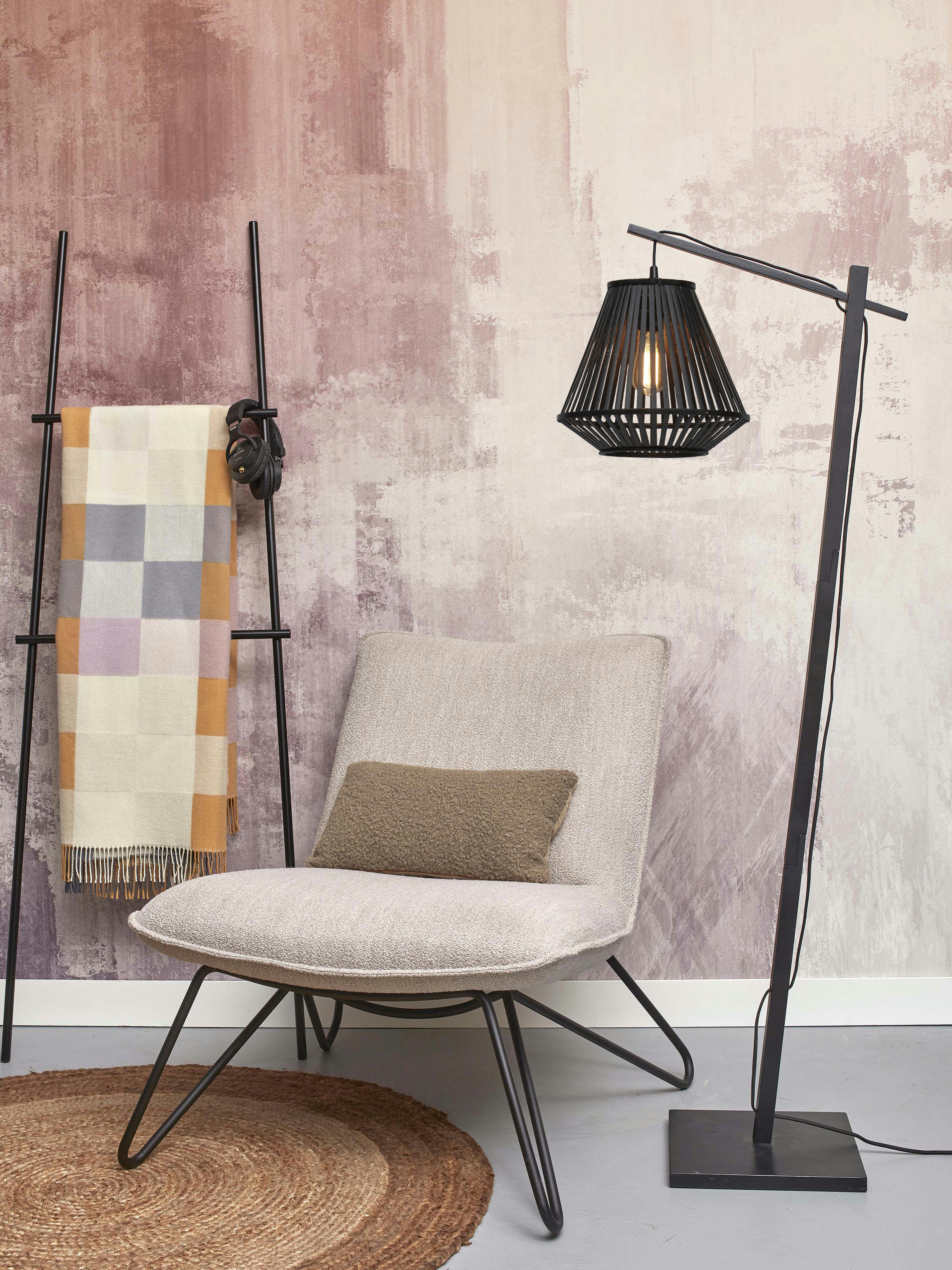 MERAPI - Lampadaire bambou abat-jour bambou noir, h. 150cm