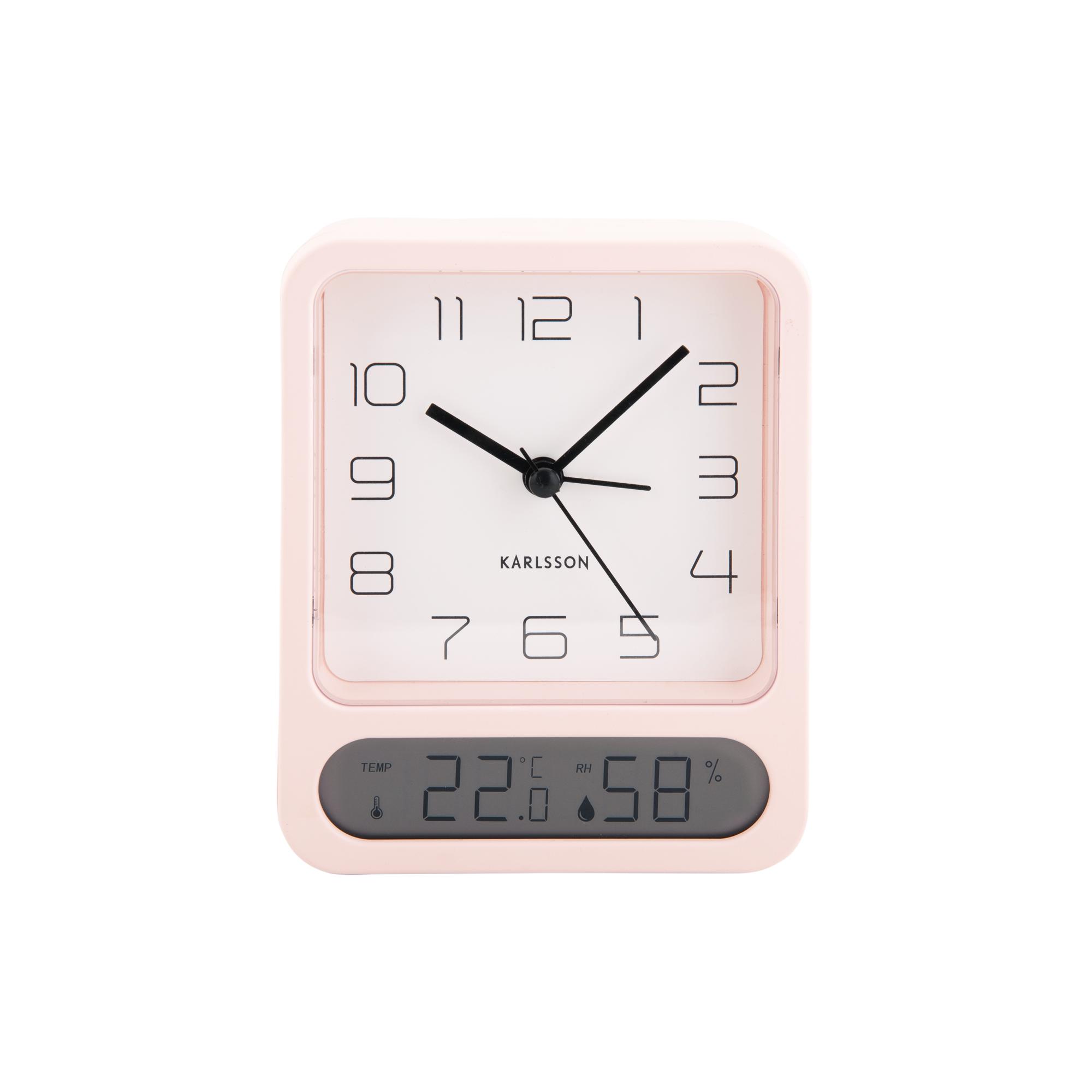 Karlsson wekker Duo - roze - 9.7x4.5x12cm