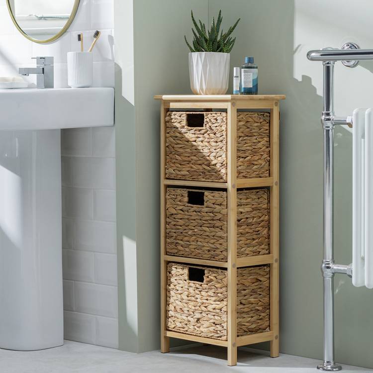 Habitat Bamboo 3 Drawer Bathroom Storage Unit - Natural