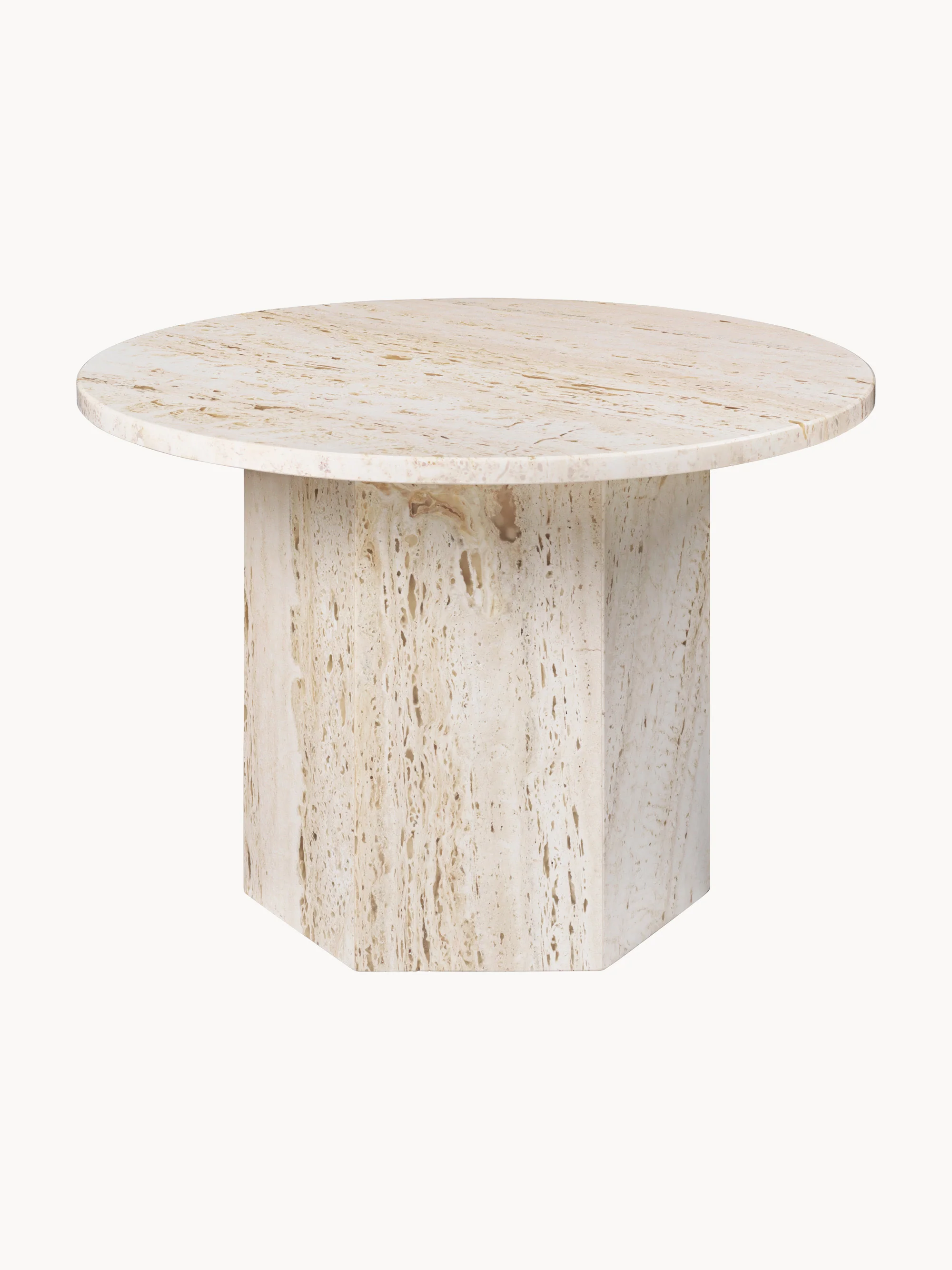 Runder Travertin-Couchtisch Epic, Ø 60 cm