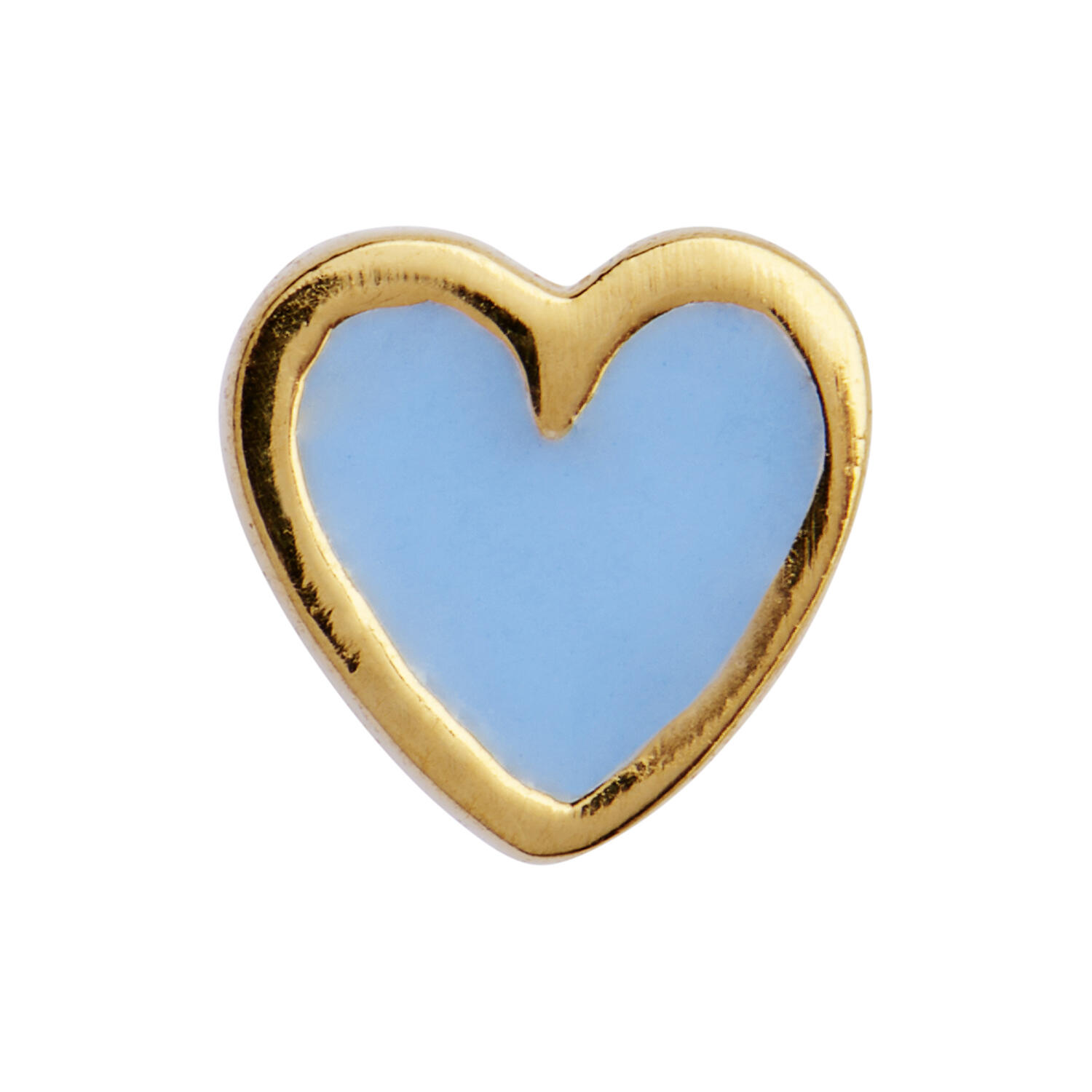 Petit Love Heart Light Blue Enamel Single, gold