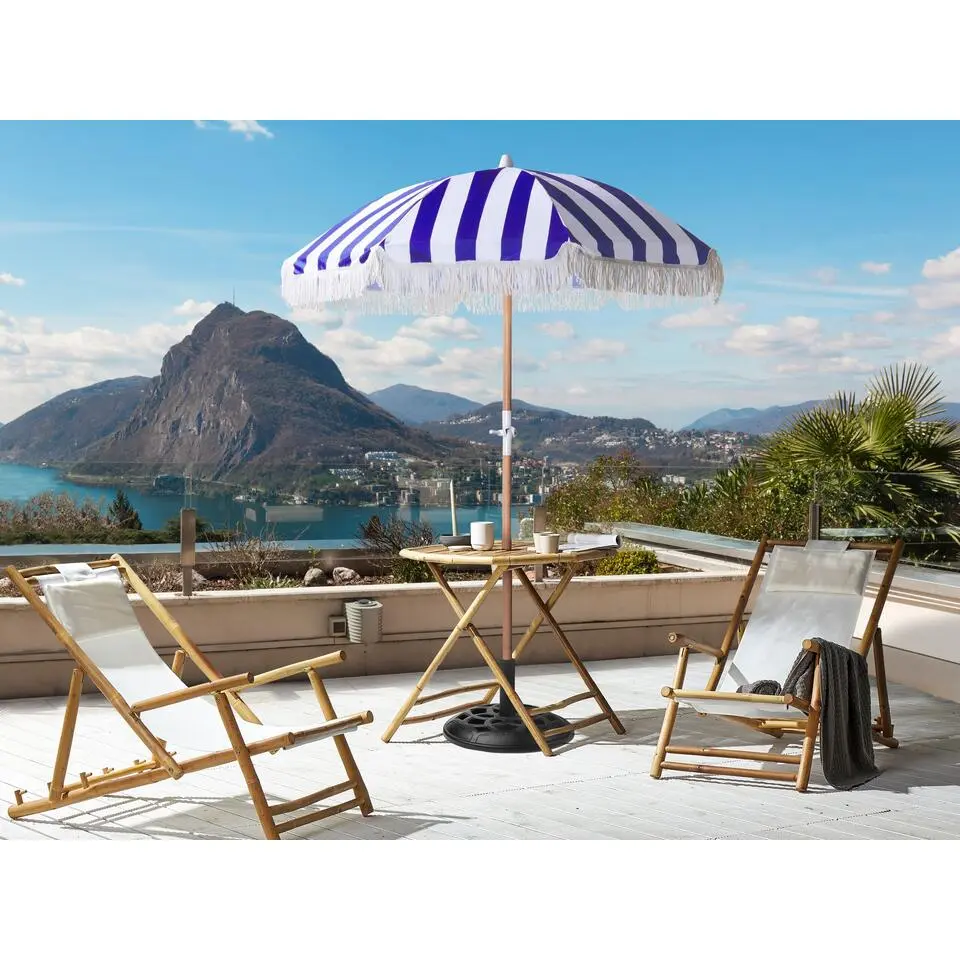 MONDELLO - Parasol - Blauw/Wit - Polyester