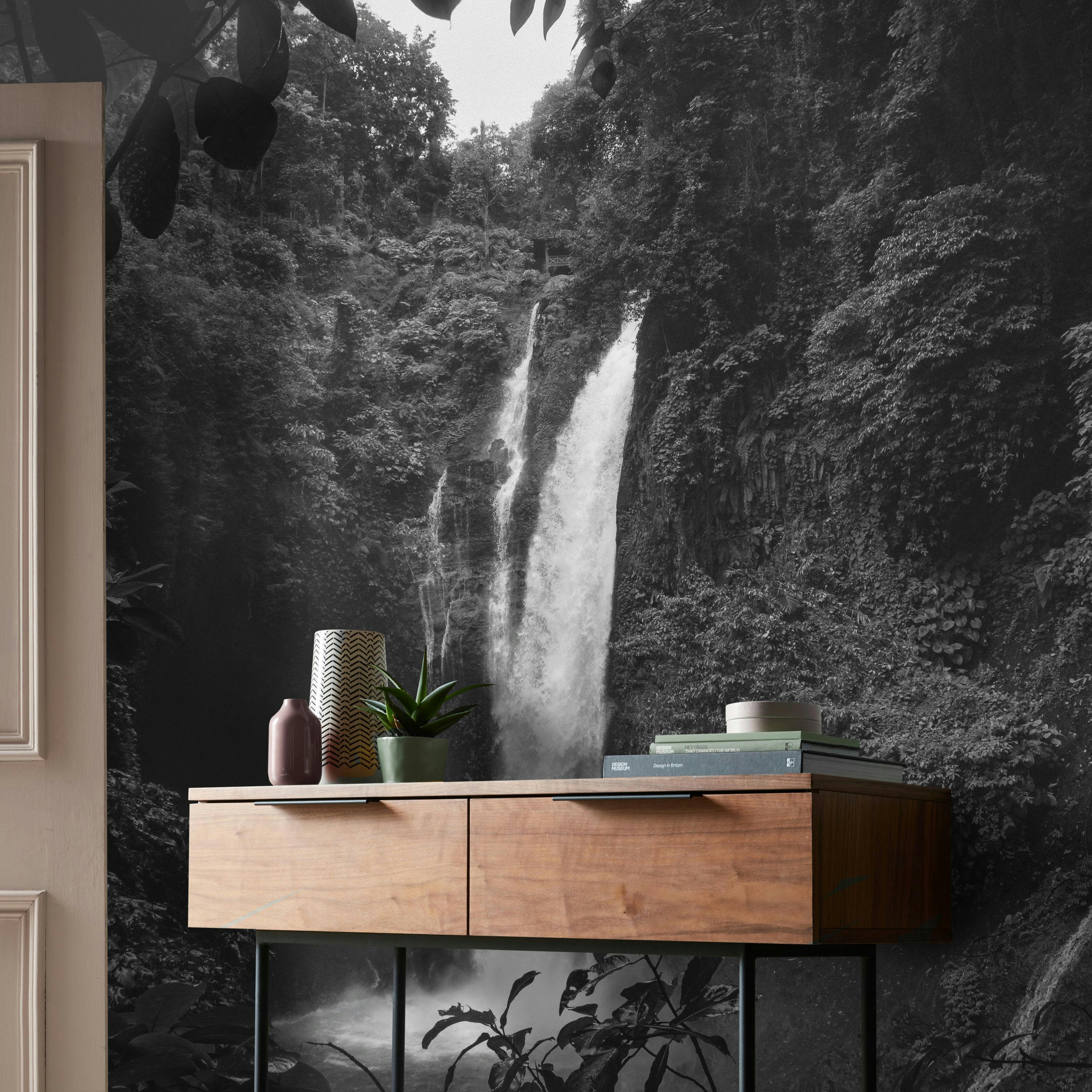 - Papier peint panoramique intissé chute d'eau Elin gris 200x280cm