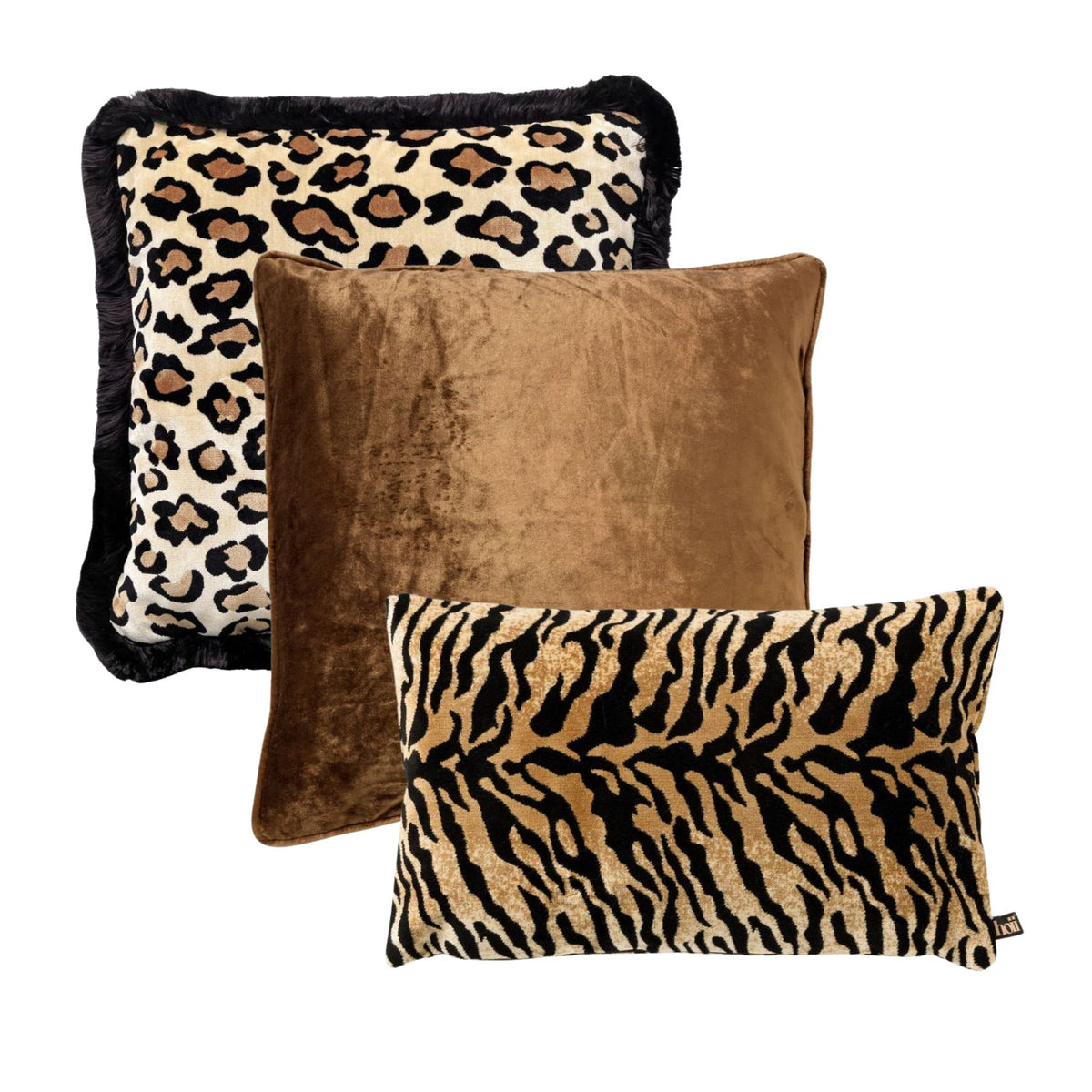 KUSSENSET | 3-delig | bruin, beige | Hoii | inclusief binnenkussens