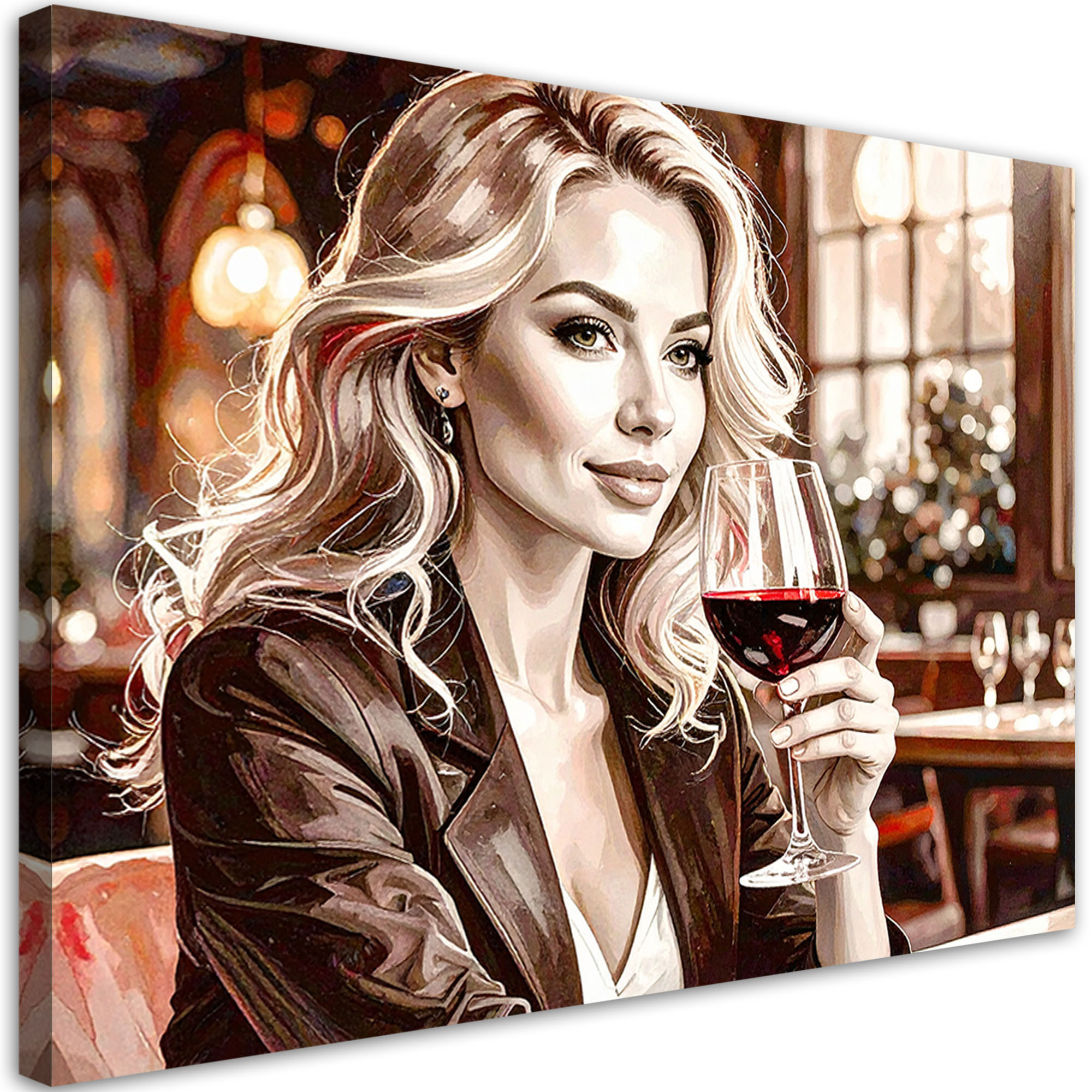 Obraz do salonu sypialni jadalni, Kobieta restauracja czerwone wino 30x20